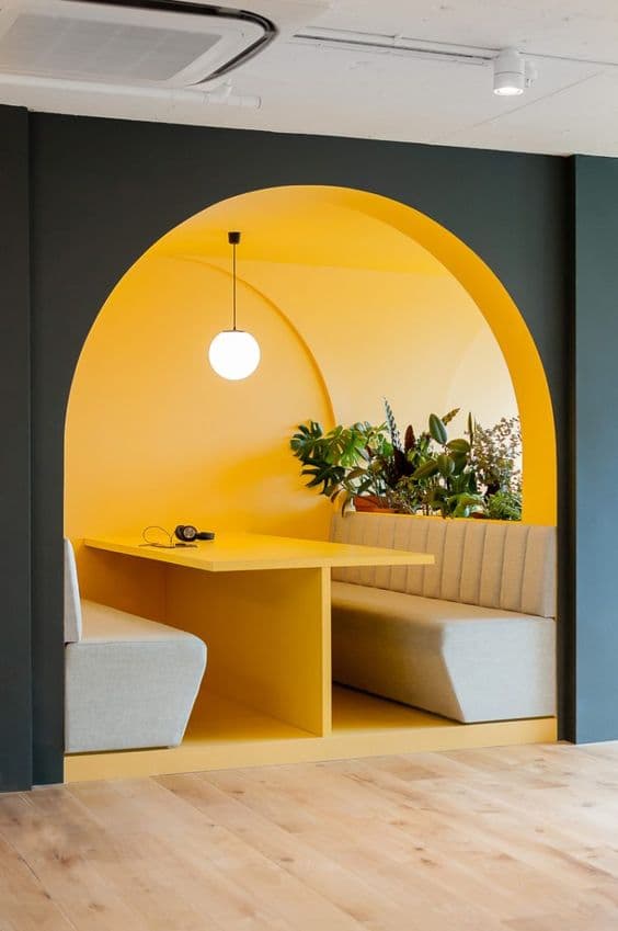 Yellow dining area