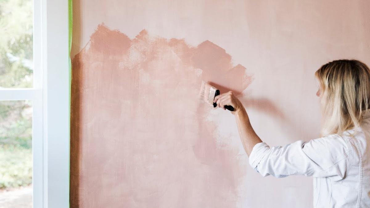 Pink limewash painting