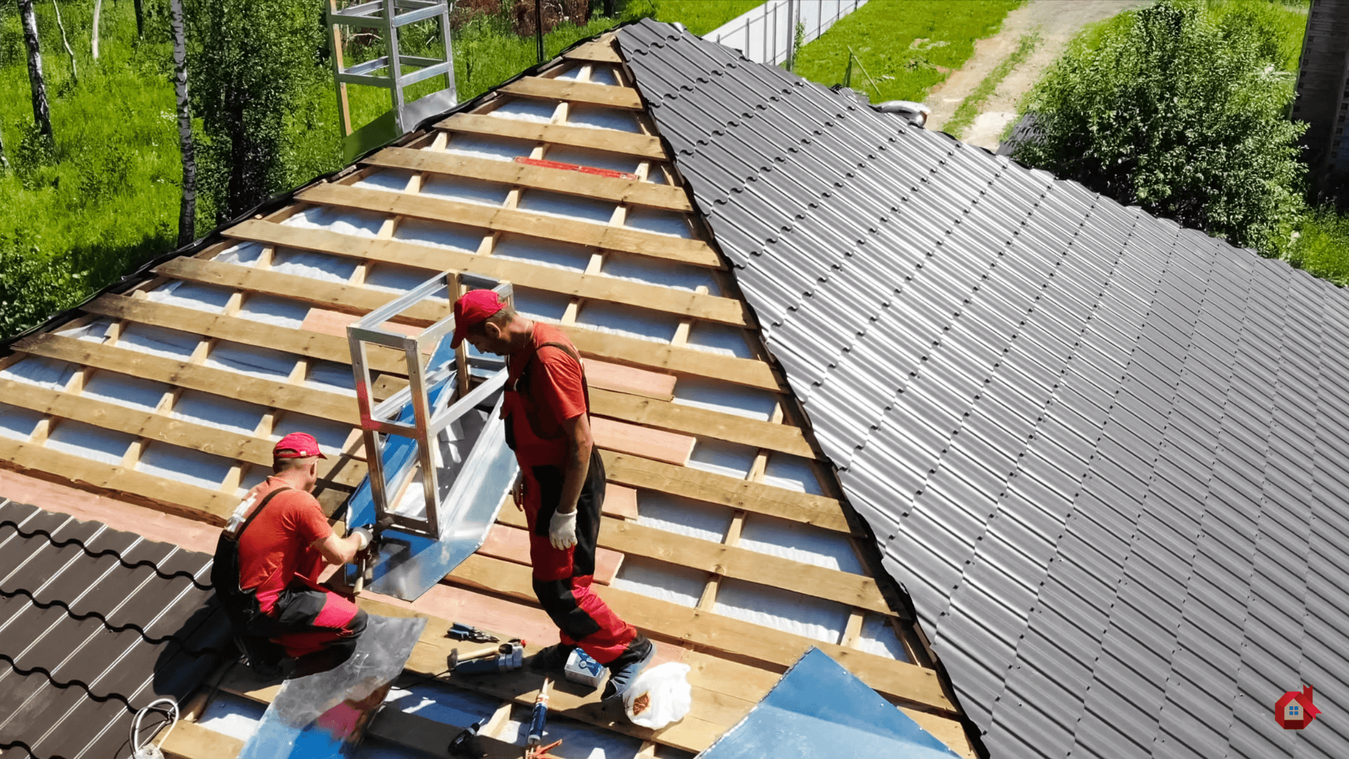 two contractors on the roof 