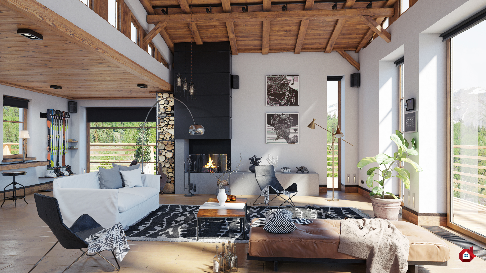 warm, modern living room 