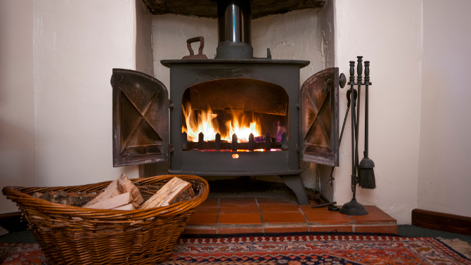 Wood-burning fireplace