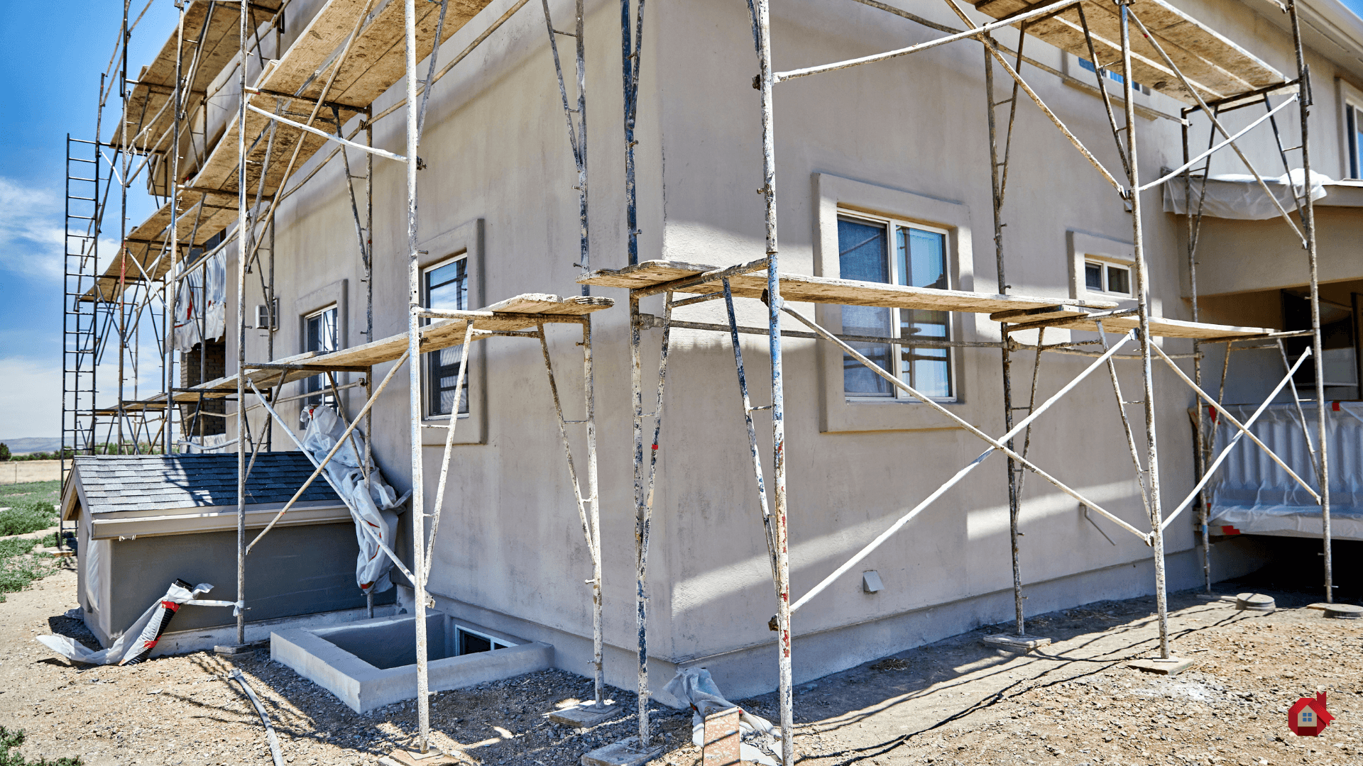 house with scaffolding 