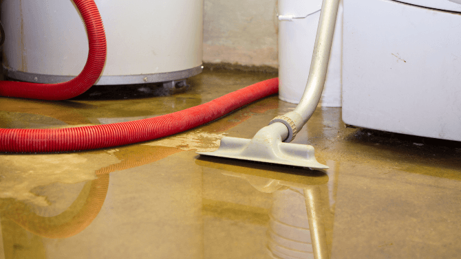 Flooded basement cleanup