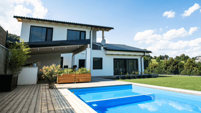 swimming pool in garden