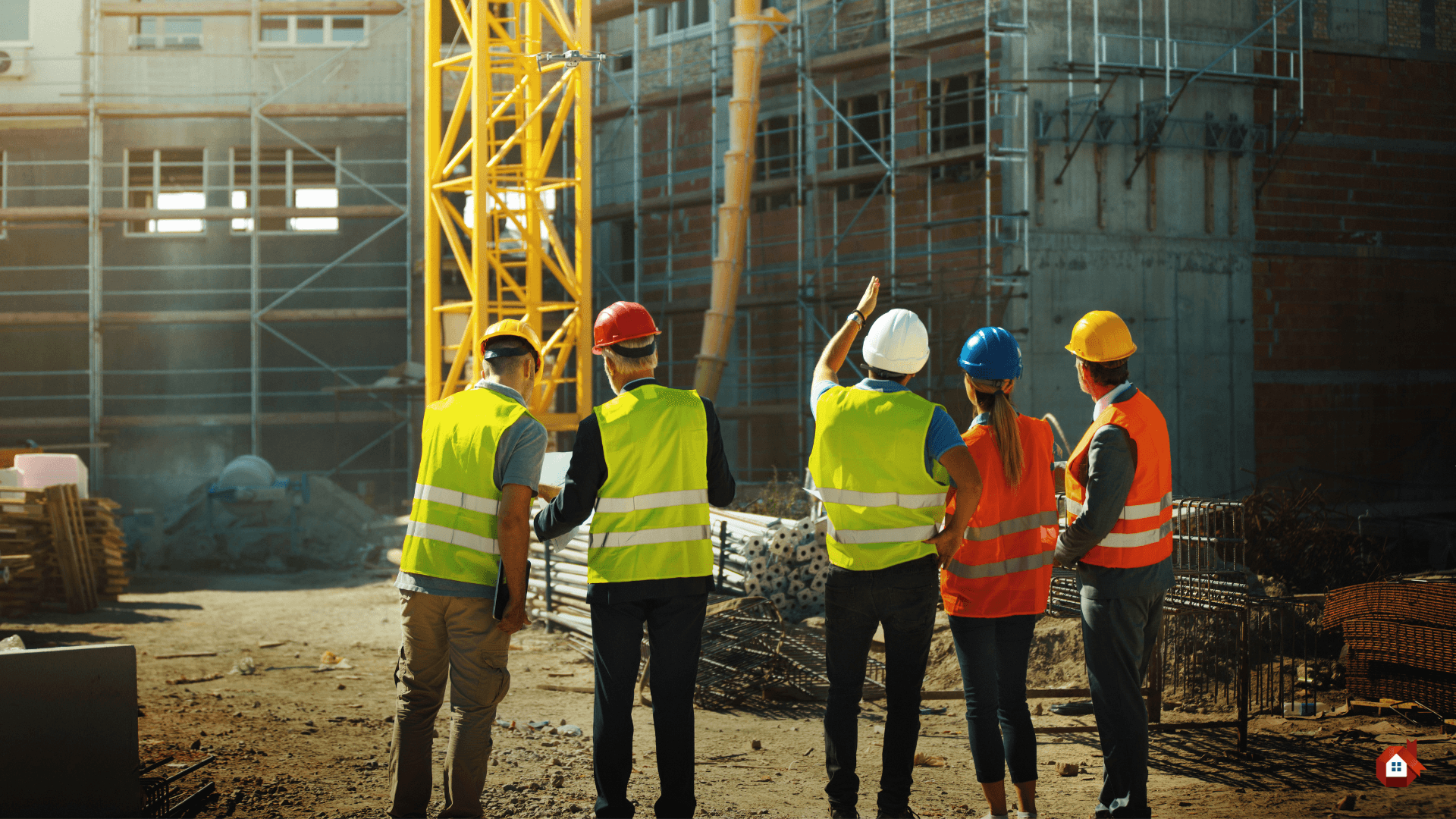 construction contractor speaking on site&nbsp;