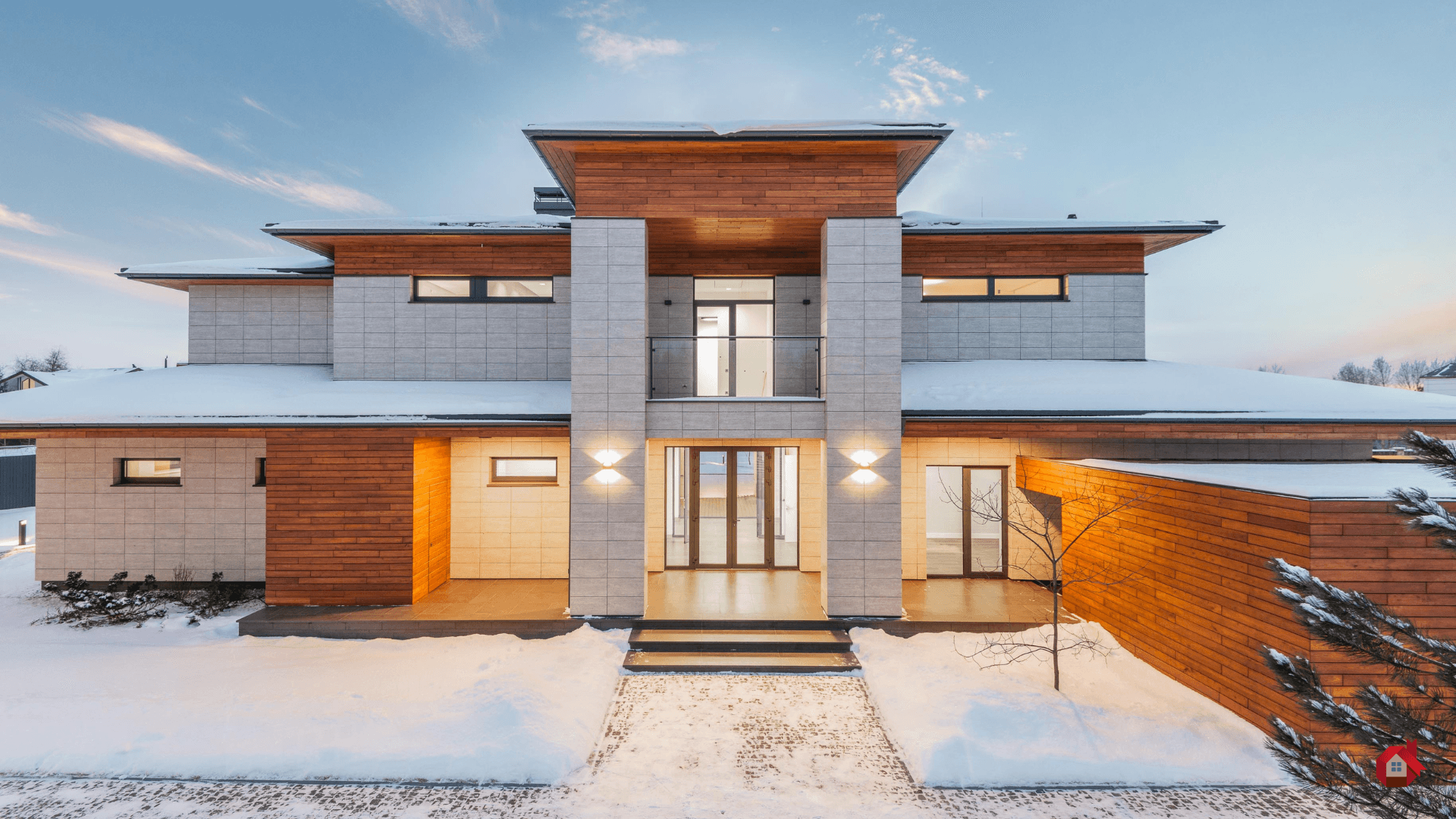 modern stone and wood house&nbsp;