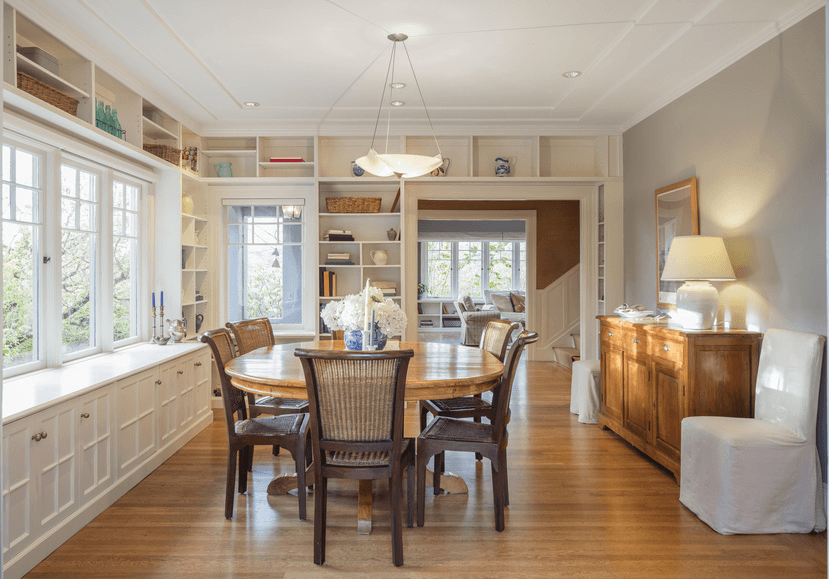 Dining room with hardwood flooring