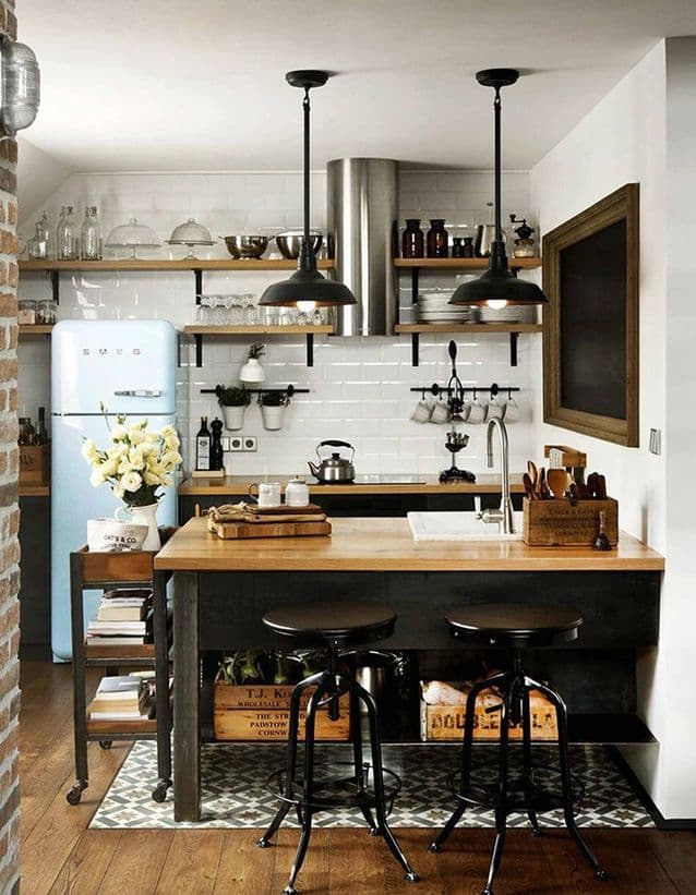 floating shelves retro kitchen_Vintage Kitchen: How to Play Up a Retro Decor