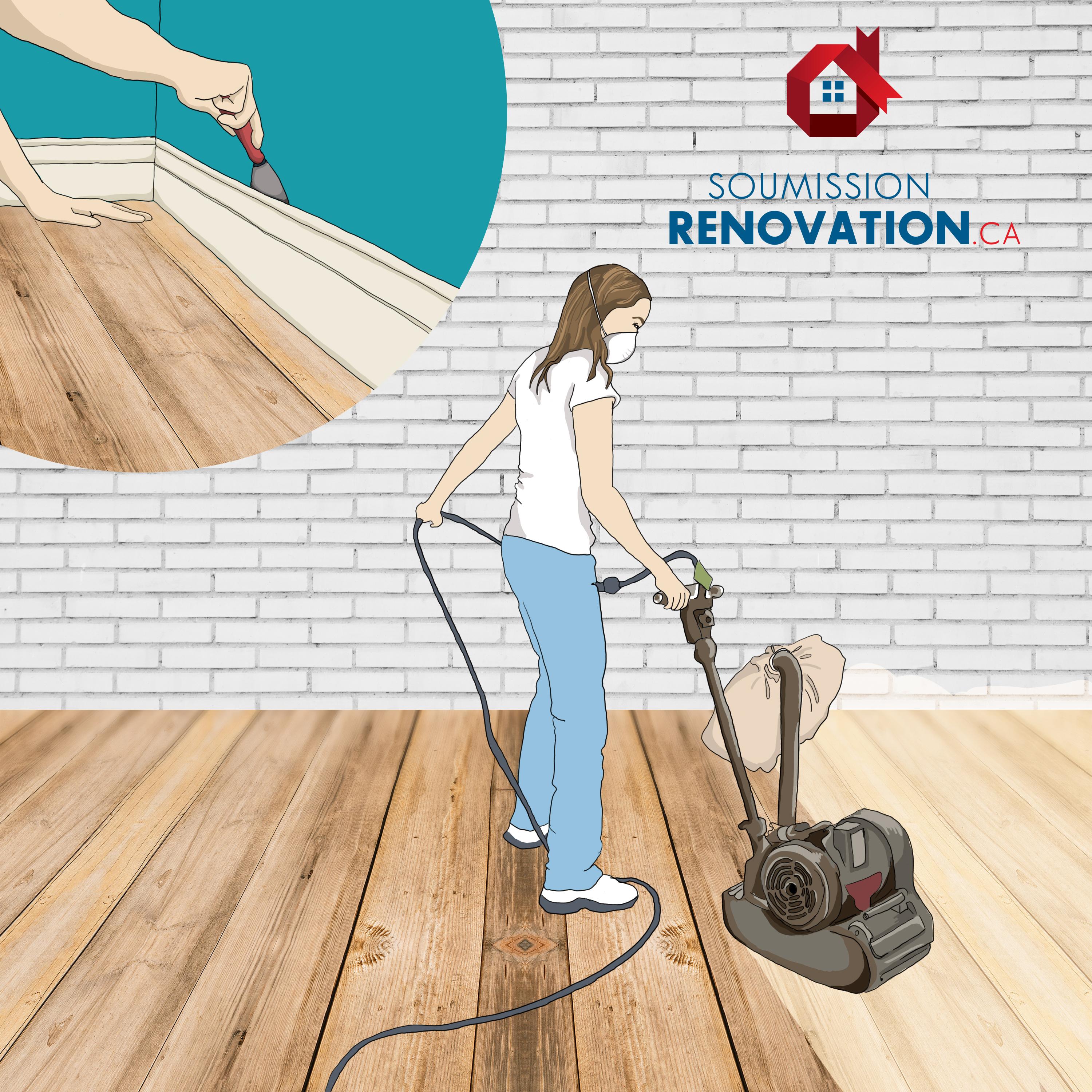 woman sanding a hardwood floor