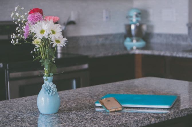 fleurs sur un comptoir en granit_flowers on granite countertop