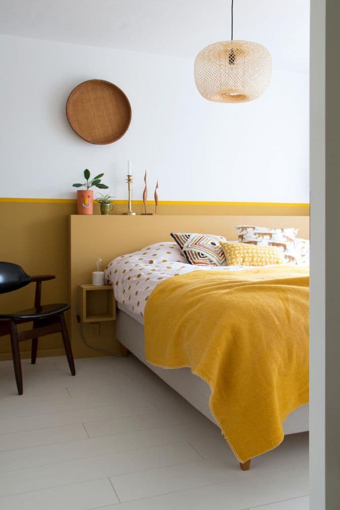 Mur blanc et jaune chambre à coucher_white and yellow bedroom walls