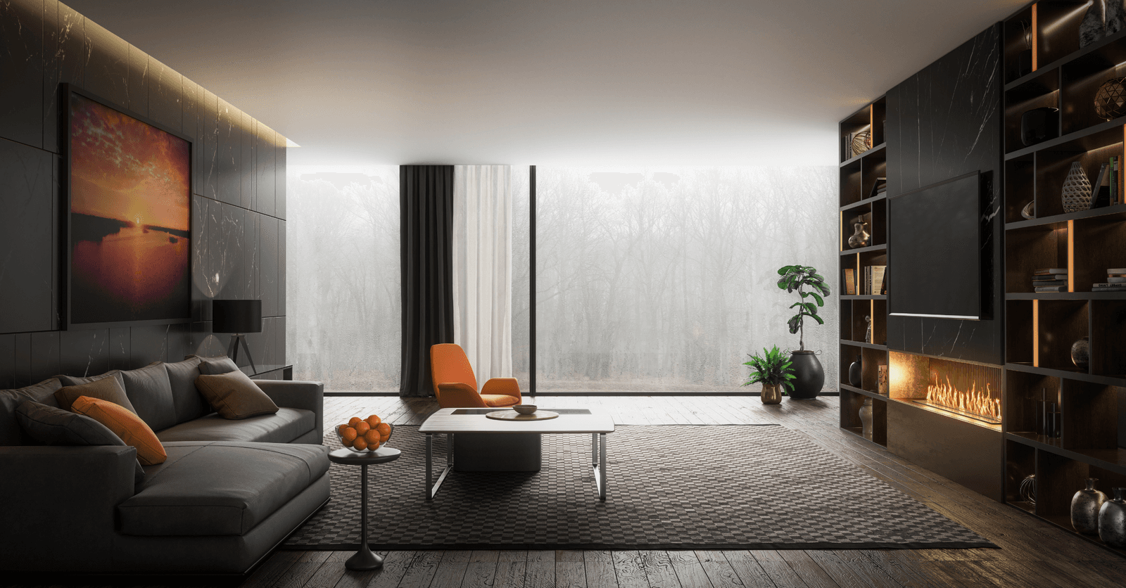 area rug in a modern living room