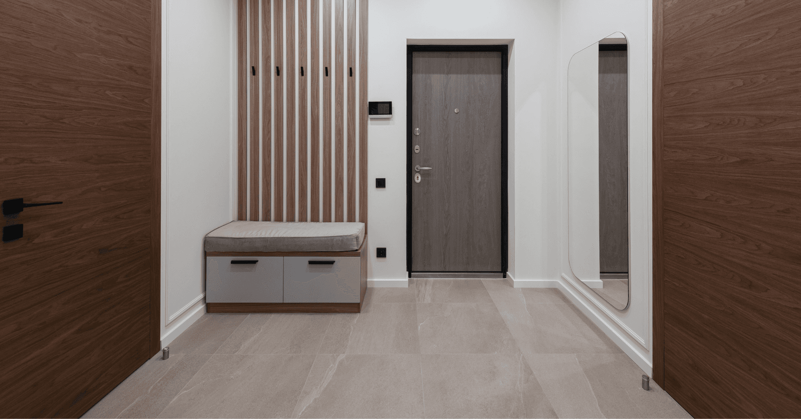 Stylish tiled front entrance