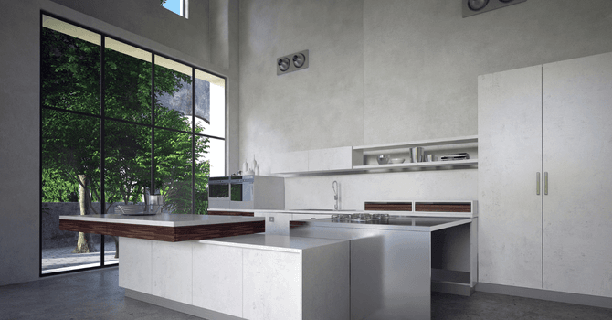 Kitchen with a huge countertop