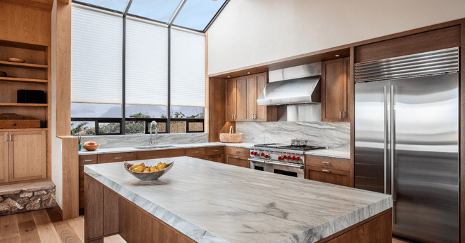 Bright and wood-accented kitchen