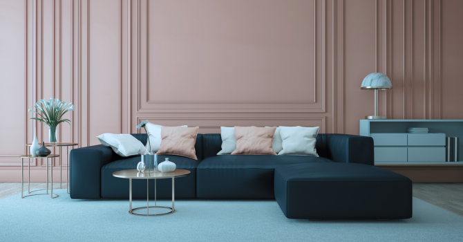 dusty pink living room decor