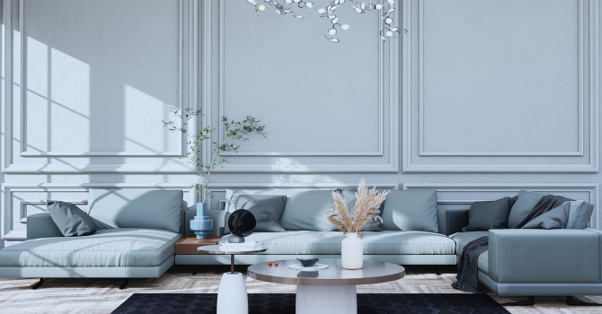 gray blue living room