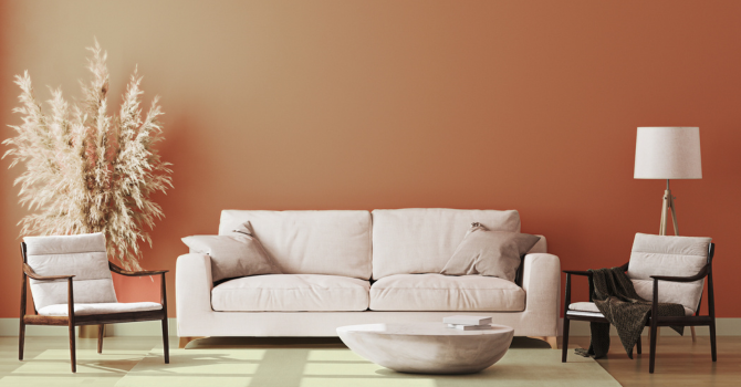 Copper-colored living room