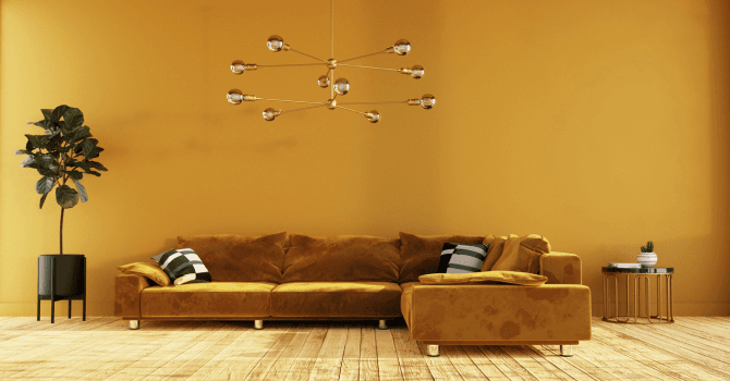 dark yellow living room wall
