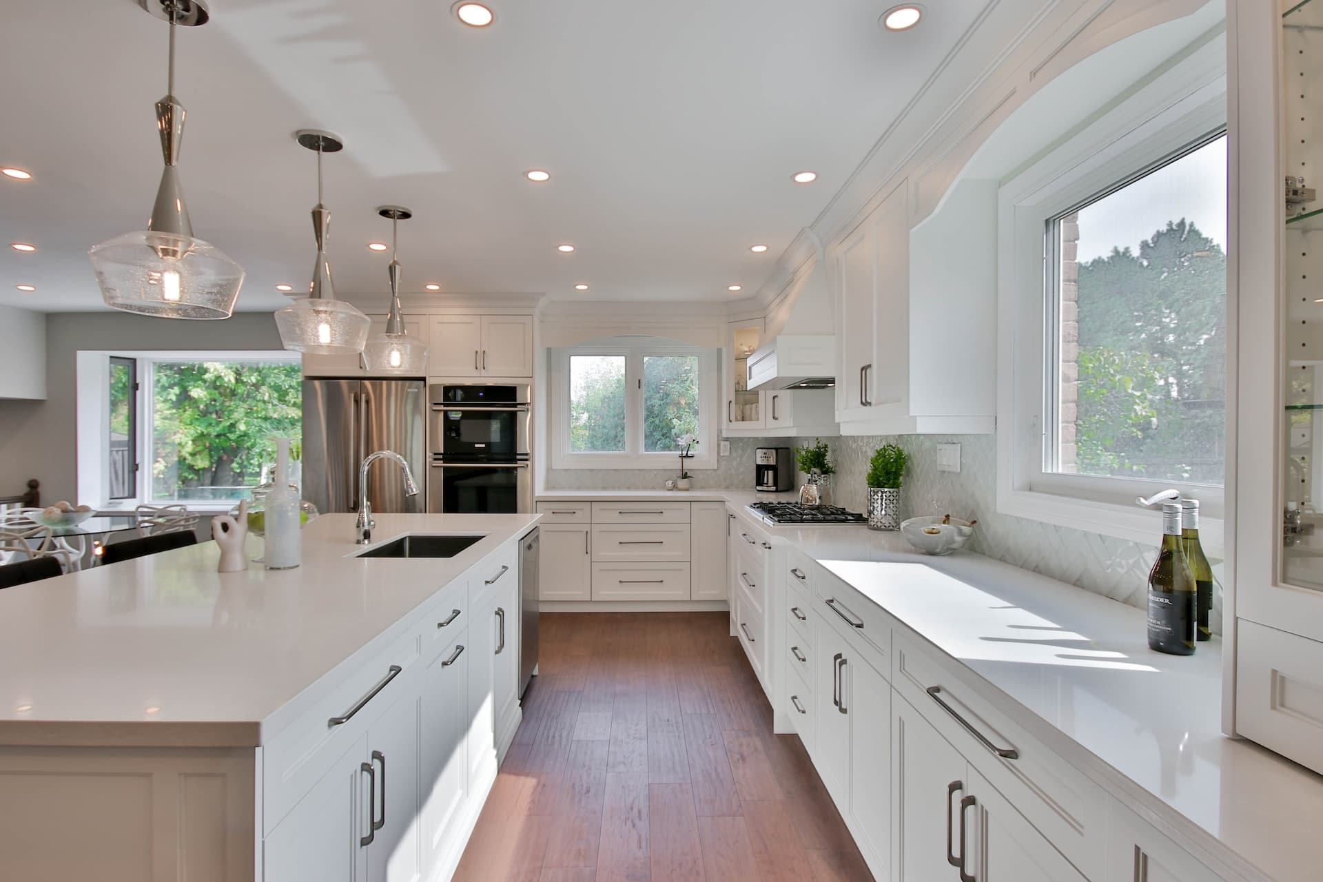 large white kitchen with an open layout
