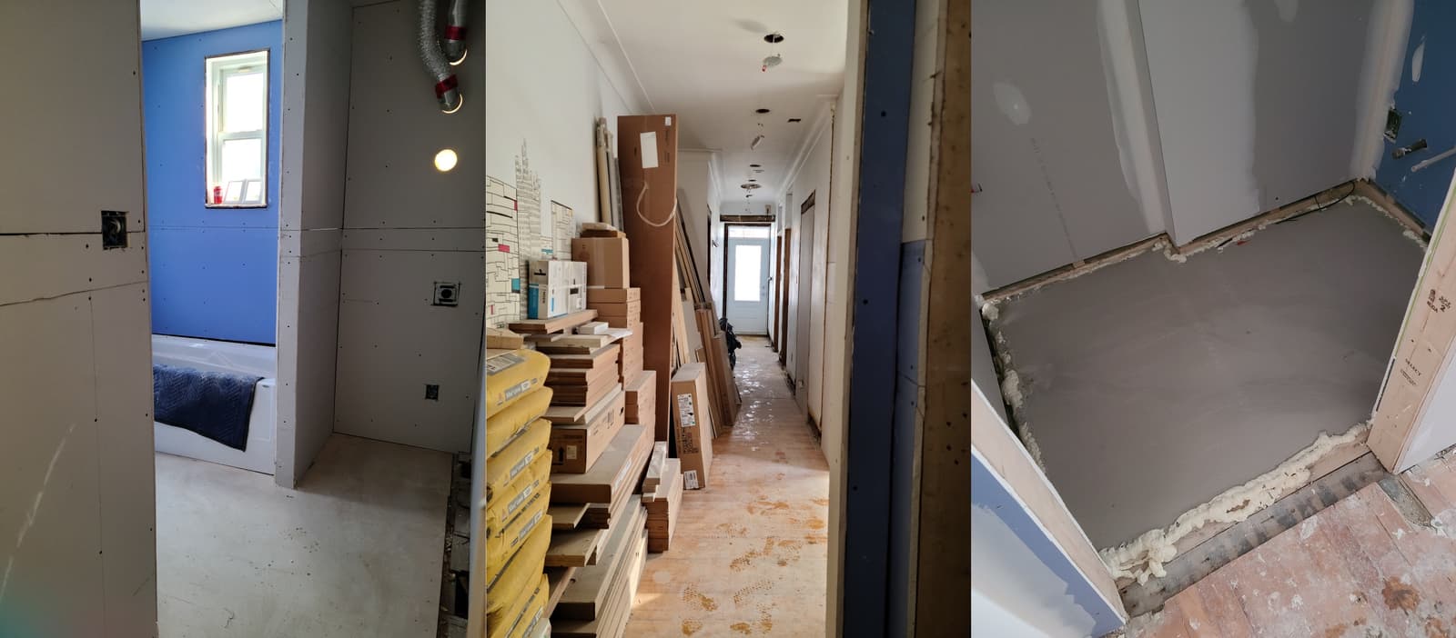 The bathroom, toilet and hallway