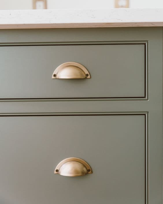 half-moon pulls on green cabinets_10 Kitchen Cabinet Handles