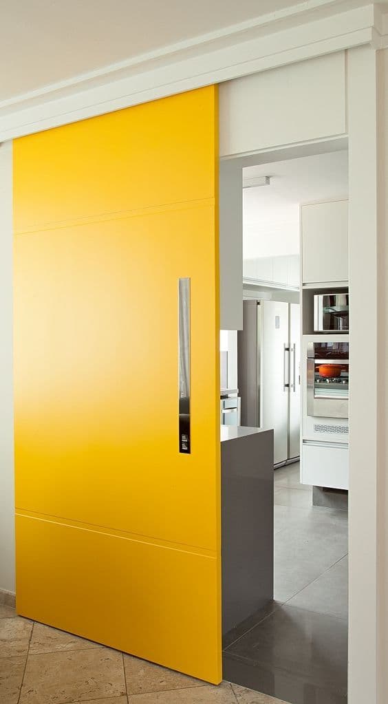 yellow sliding door