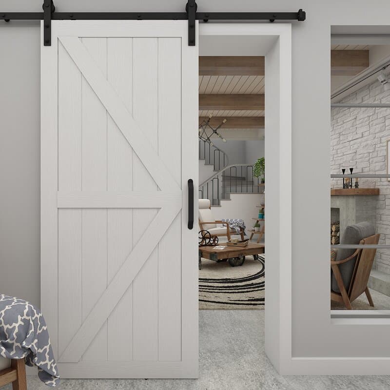 White wood barn door