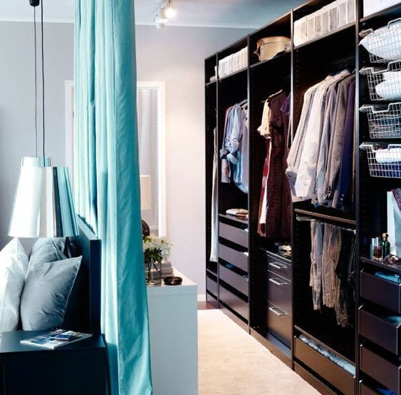 closet behind curtain_ Wardrobe and Closet layouts: 10 examples