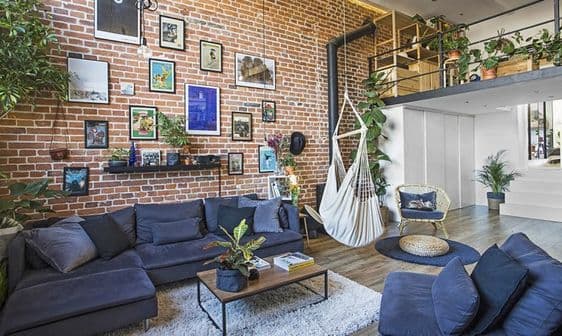 Mur de briques salon loft_brick wall living room loft