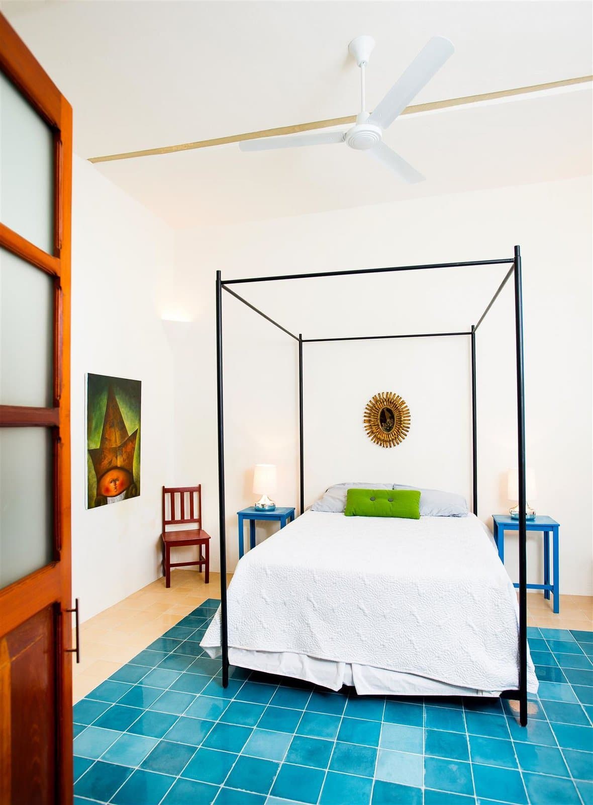 Ceramic floor in bedroom