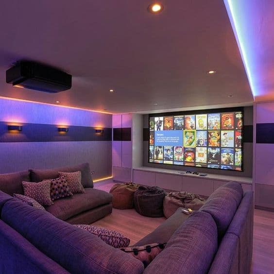 home theatre with storage unit
