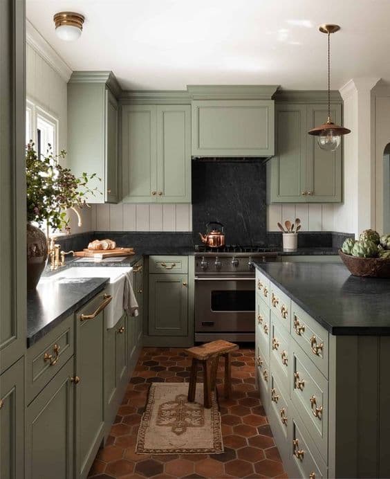 green traditional kitchen
