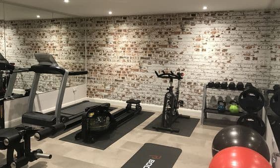 wallpapered home gym