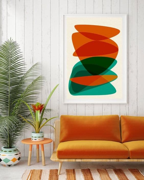 living room with orange sofa_Pinterest