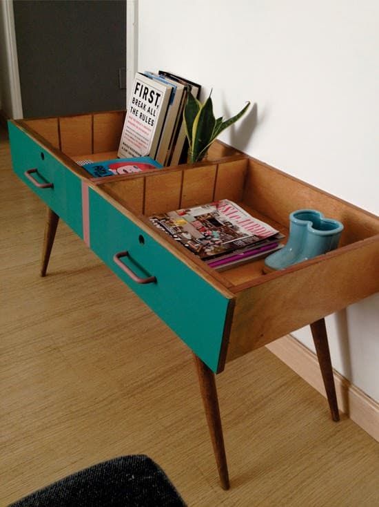 Drawers transformed into a table