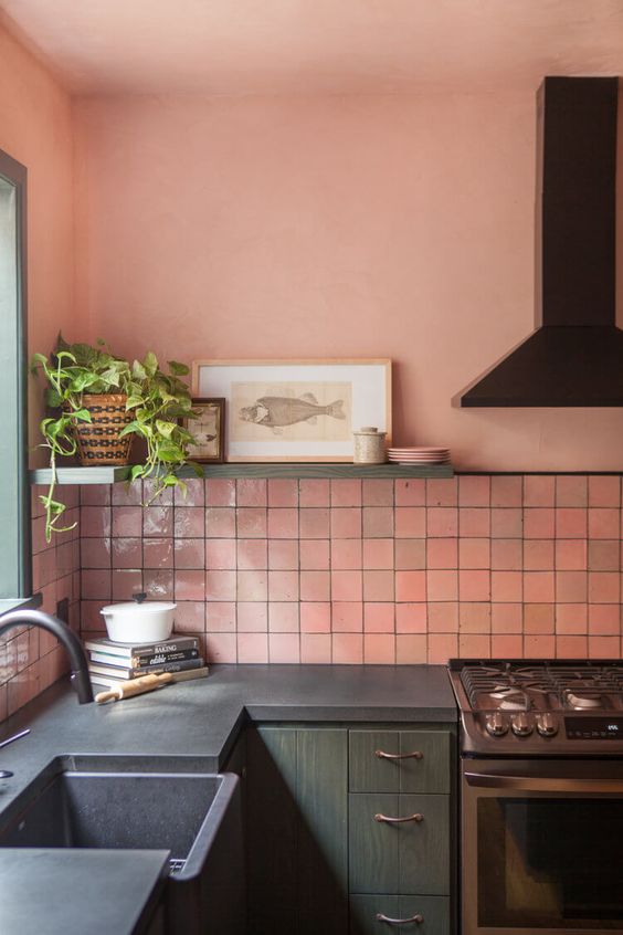 Cuisine rose antique_antique pink kitchen