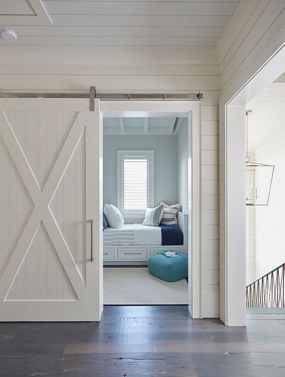 white wood barn door